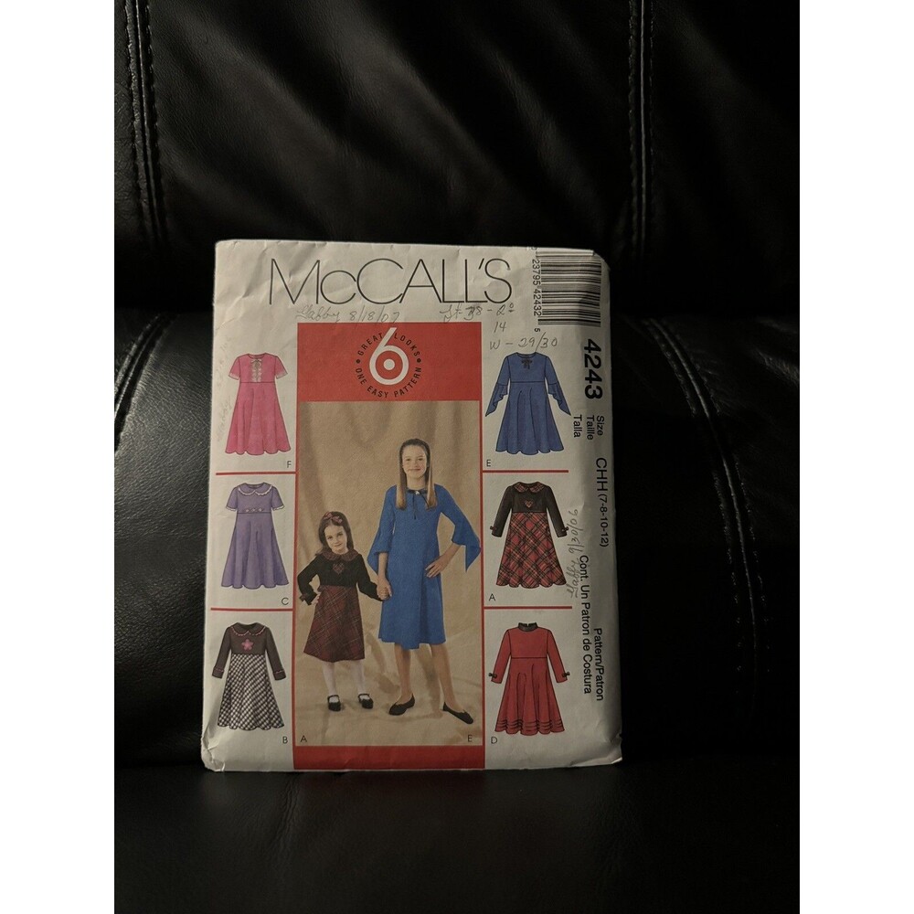 McCalls 4243 Sewing Pattern Dresses Girls Sizes 7 8 10 12